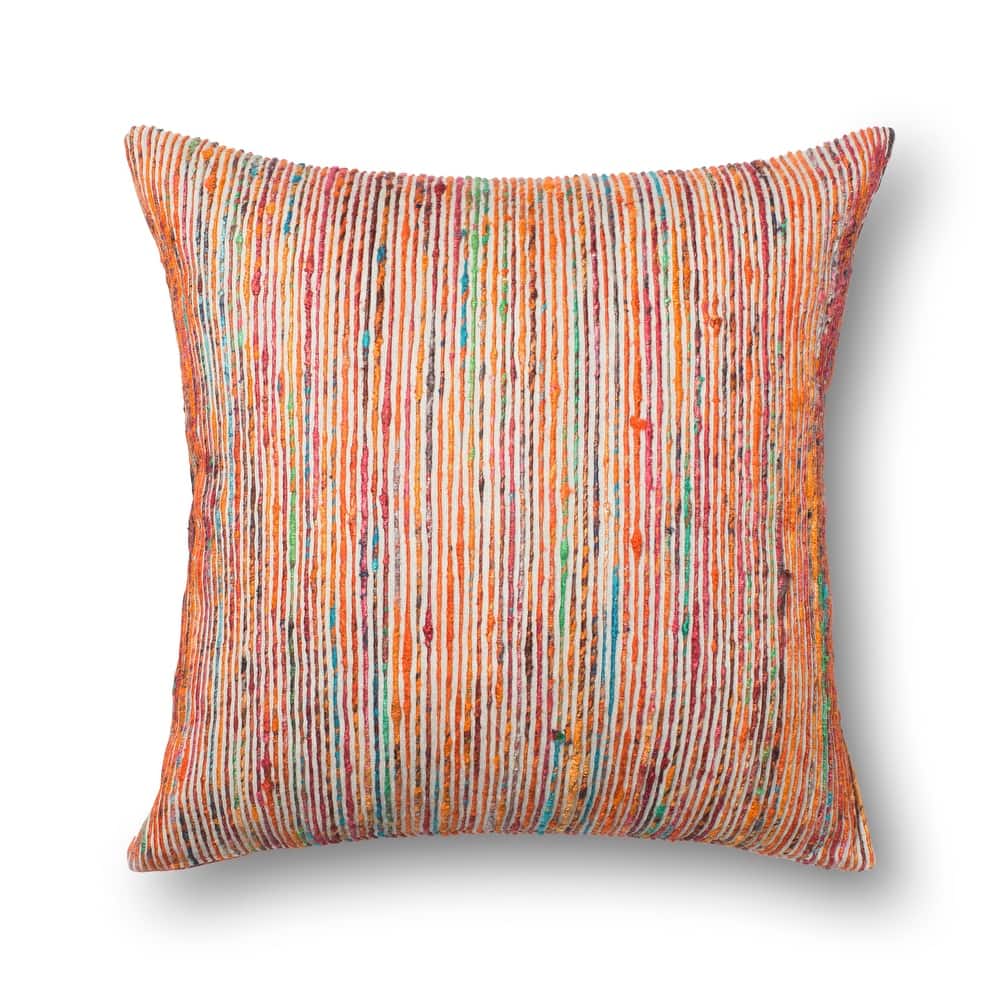 Recycled Sari Silk Stripe Square 22-inch Throw Pillow or Pillow Cover