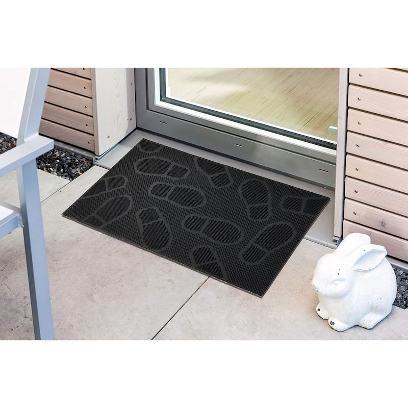 Outdoor Front Door Mat 30x18 Rubber Shoeprint