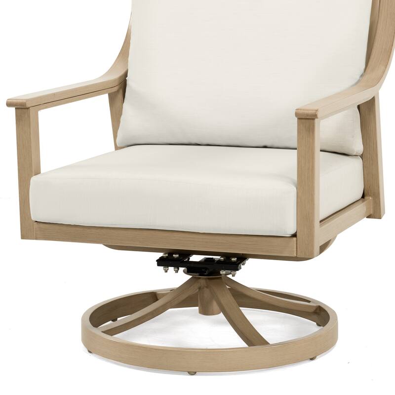 4-Person Aluminum Patio Conversation Set with Swivel Chairs, Coffee Table and Cushions
