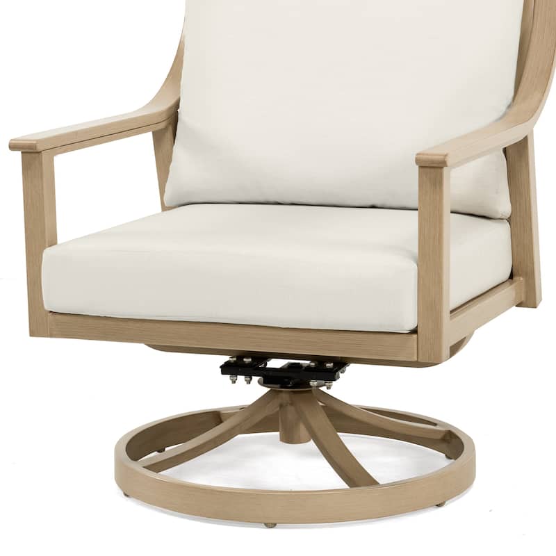 5-Person Aluminum Patio Conversation Set with Swivel Chairs, Coffee Table and Cushions