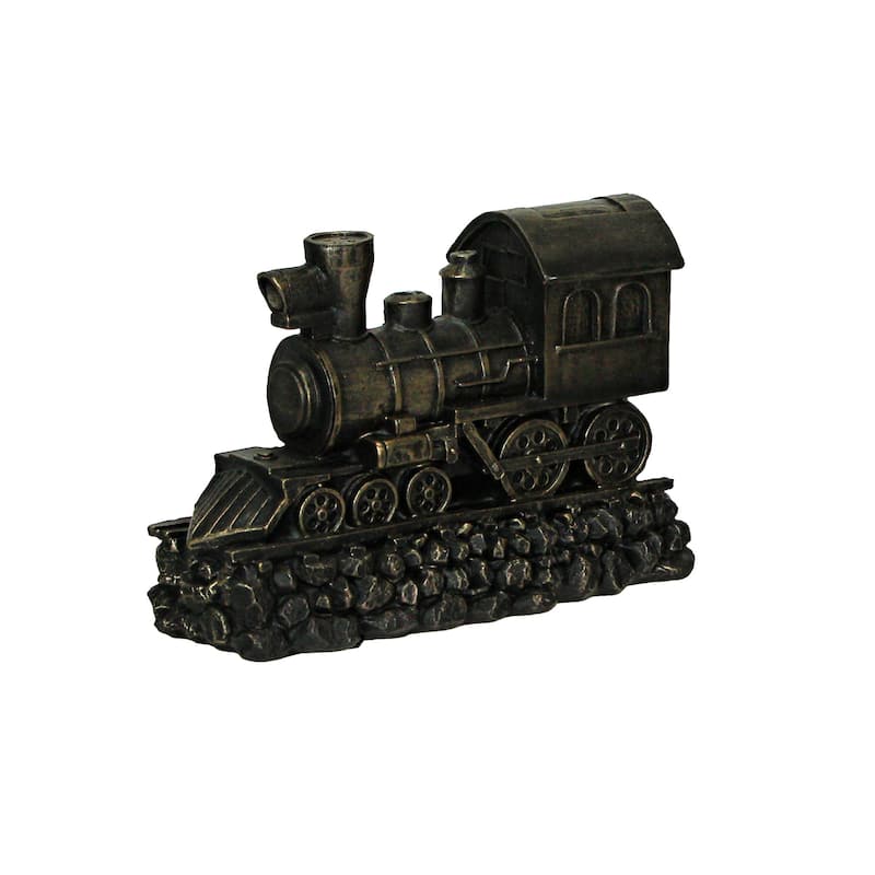 Zeckos Bronze Finish Resin Steam Locomotive Train Bookends (Set Of 2) - 6.25 X 9.25 X 4.25 inches