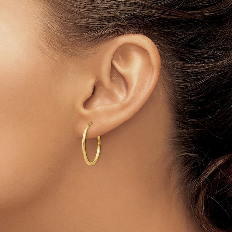 Curata 14k Yellow Gold 1.5x21mm Polished Round Endless Hoop Earrings