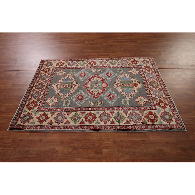 Traditional Kazak Foyer Rug Handmade Wool Carpet - 4'0" x 5'11"