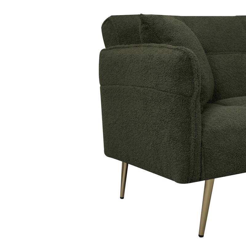 Modern Convertible Futon Sofa Bed with Adjustable Arms and Backrest