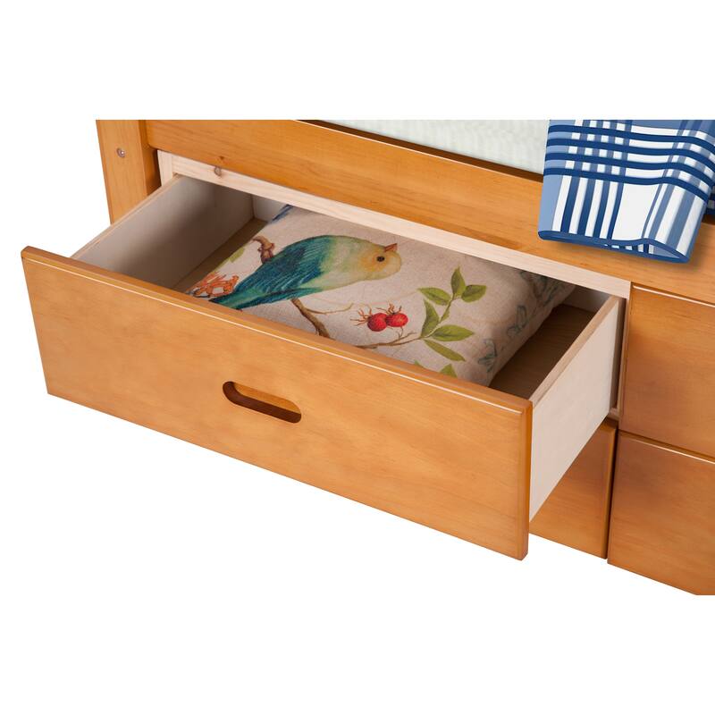Nestfair Twin Size Platform Storage Solid Wood Bed with 6-Drawers