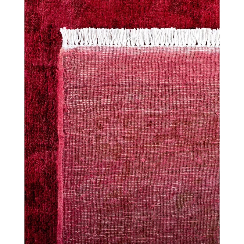 Overton Hand Knotted Wool Vintage Inspired Modern Contemporary Overdyed Pink Area Rug - 9' 2" x 12' 6"