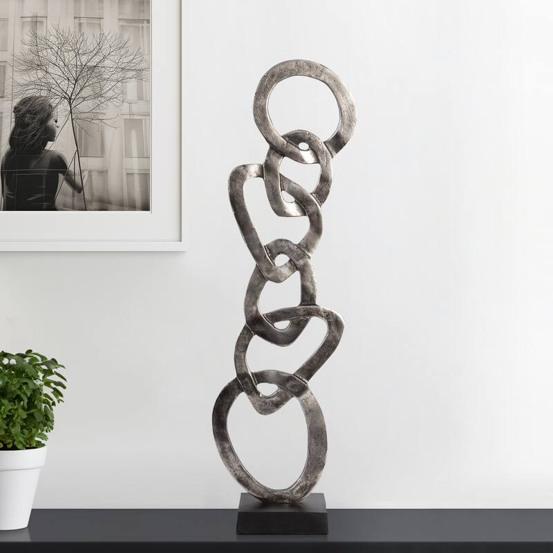 Sagebrook Home Aluminum Novelty Noida Statuary - Silver - 8" x 5" x 27"