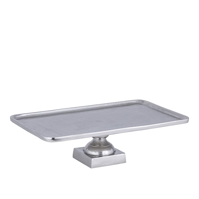 Lg. Cast Aluminum Tray on Stand - NICKEL