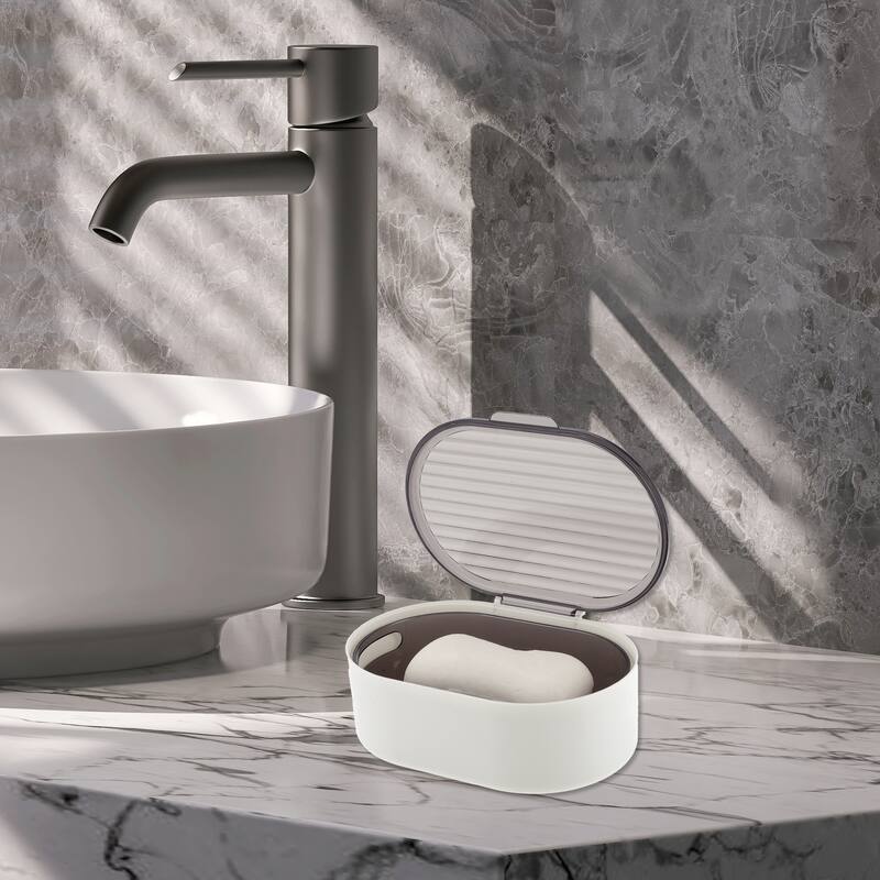 Portable Double Layer Soap Dish for Bathroom 5.91"x4.33"x2.17" 1 Pc - Clear Gray
