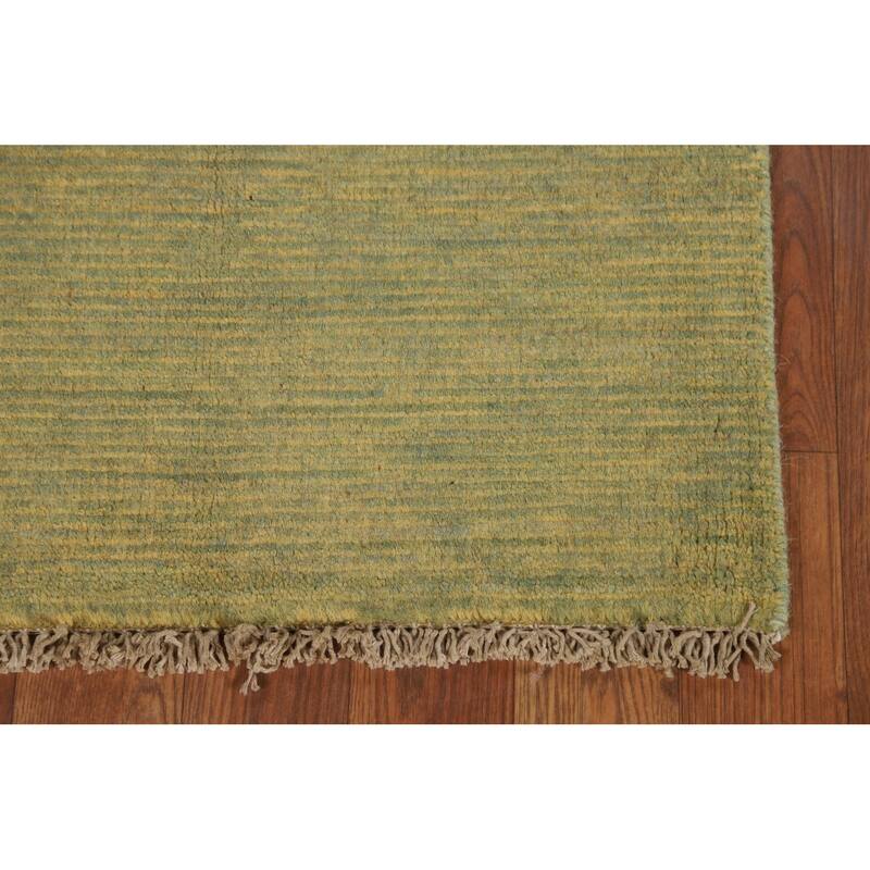 Yellow & Green Contemporary Gabbeh Foyer Rug Hand-Knotted Wool Carpet - 1'10"x 3'1"