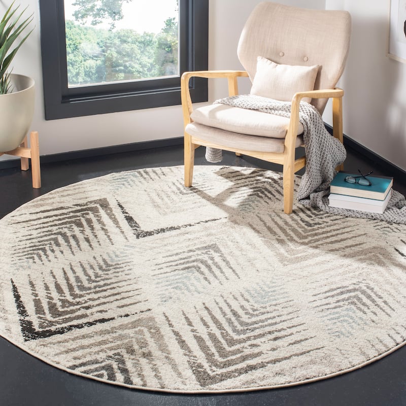 SAFAVIEH Amsterdam Gulumser Modern Rug - 6'7" Round - Cream/Beige