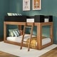 preview thumbnail 19 of 37, Mid-Century Modern Twin over Twin Low Bunk Bed Pecan/Black
