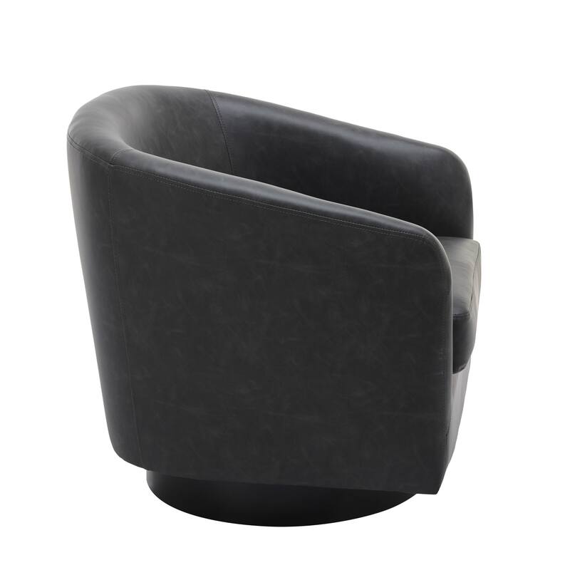 2 Set Modern Vegan Faux Leather Swivel Barrel Accent Chair