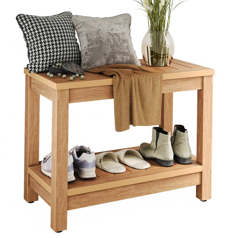 Moasis 2-Tier Shower Bench Water Resistant Bath Shower Stool With Storage Shelf