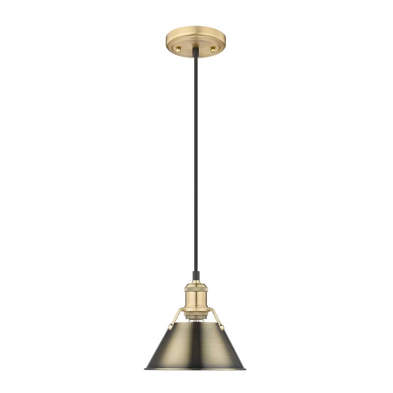 Orwell 7.5" Wide Small Pendant in Brushed Champagne Bronze with Aged Brass - Gold