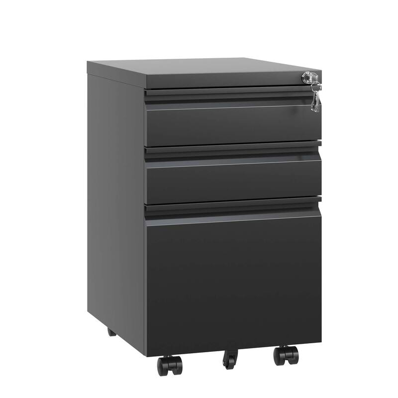 3 Drawer Mobile File Cabinet with Lock,Metal Filing Cabinets for Home Office Organizer Letters/Legal/A4
