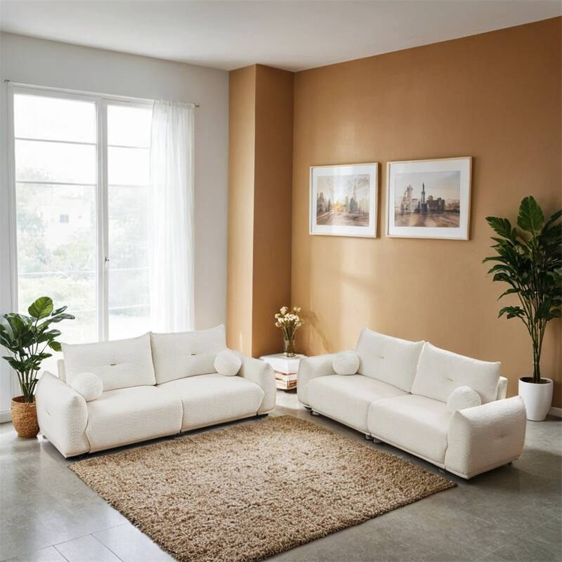 2-Seater Cushion Sofa 90'' Comfortable Sofa,w/Cushions Pillows.2 PCS