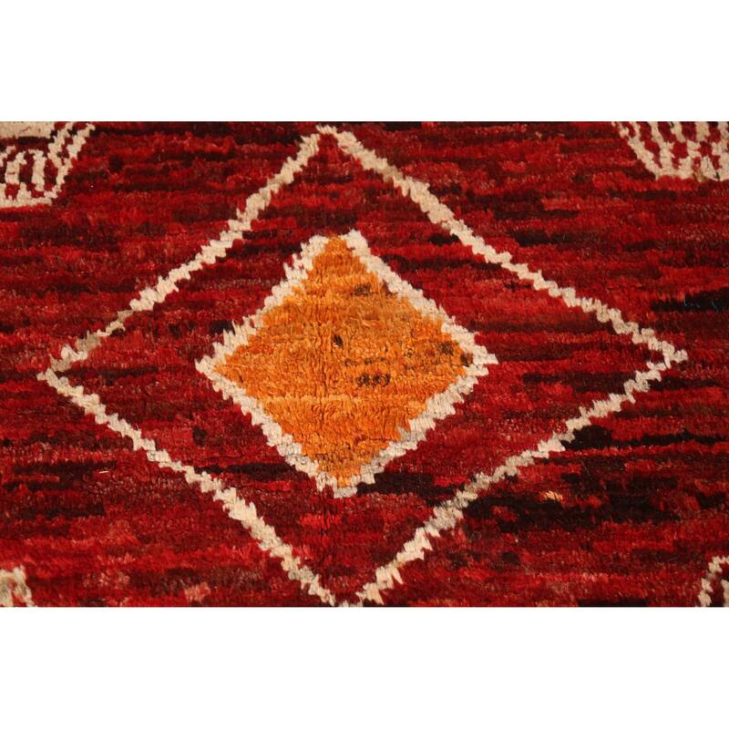 Red Moroccan Oriental Area Rug Handmade Wool Carpet - 6'9" x 9'10"