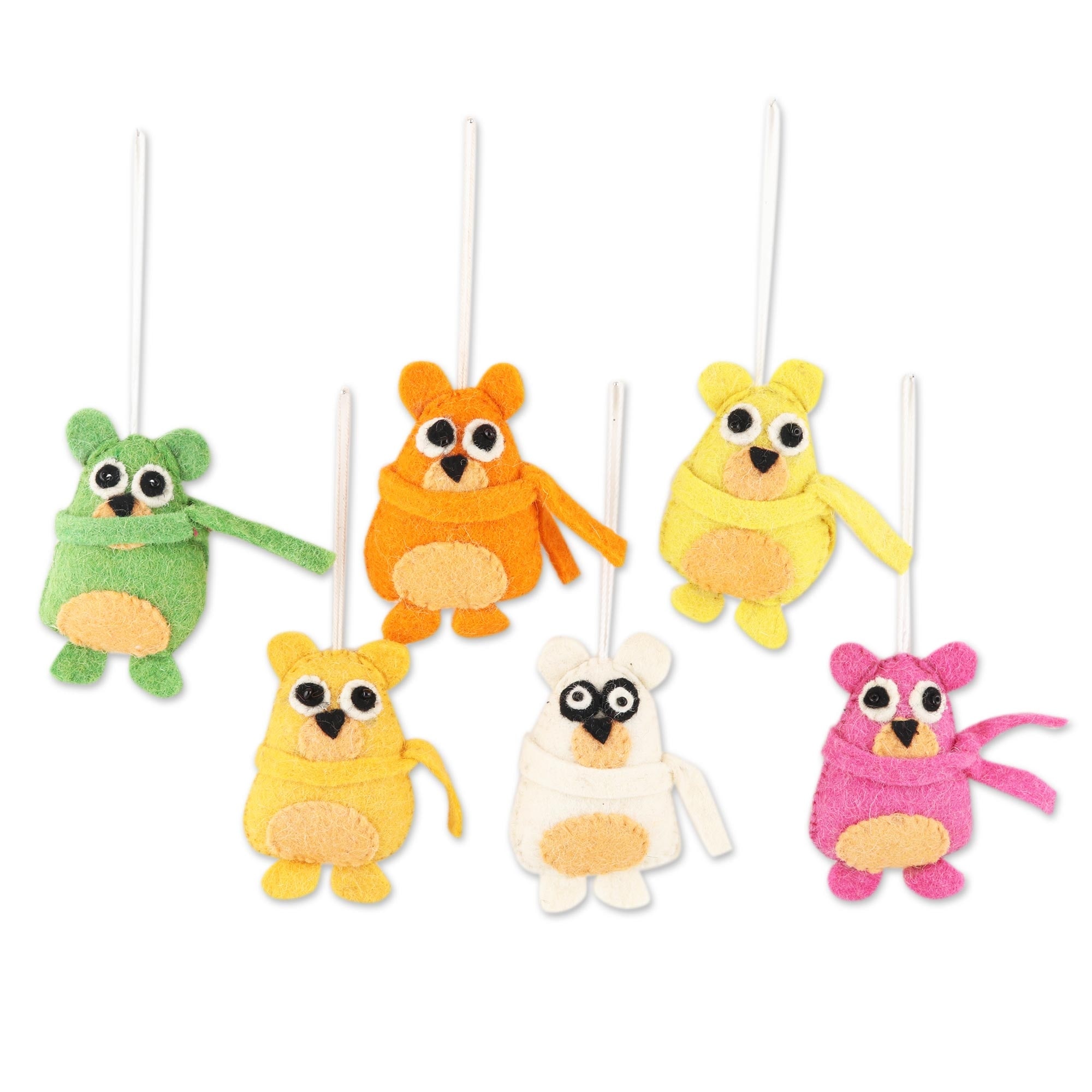 Novica Handmade Koala Christmas Wool Felt Ornaments (Set Of 6)