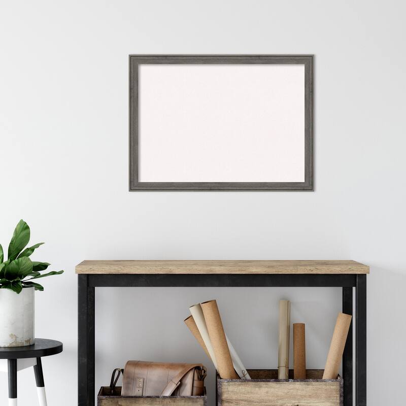 Regis Barnwood Narrow Wood Framed White Corkboard Bulletin Board