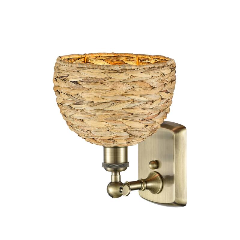 Innovations Lighting 516-1W-12-8 Woven Rattan Sconce Woven Rattan 12"