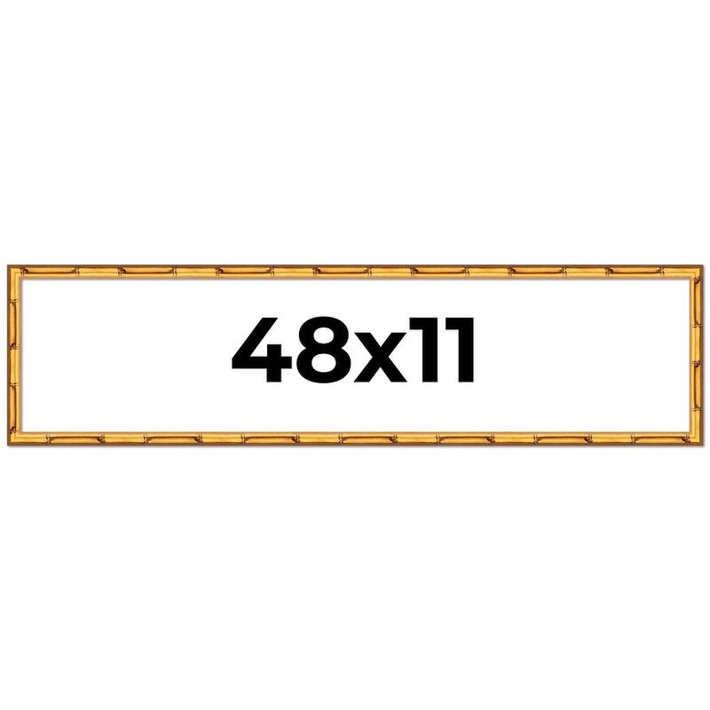 48x11 Frame Gold Bamboo Picture Frame Modern Photo Frame Includes UV Acrylic Shatter Guard Front Acid Free Foam Backing Board