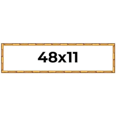 48x11 Frame Gold Bamboo Picture Frame Modern Photo Frame Includes UV Acrylic Shatter Guard Front Acid Free Foam Backing Board