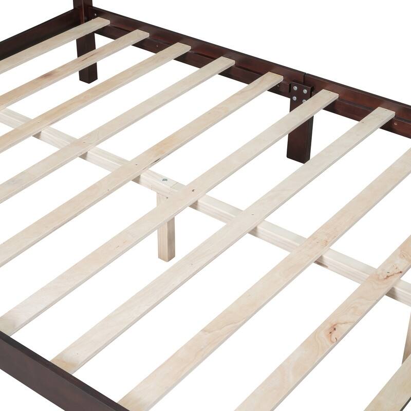 3PCS Retro Design Queen/Full Size Wood Platform Bed Set with 2 Nightstands