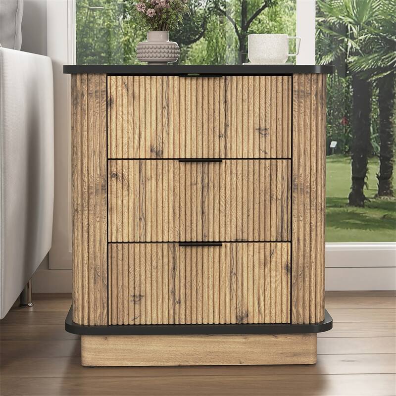 MDF Nightstand with 3 Glides Drawer