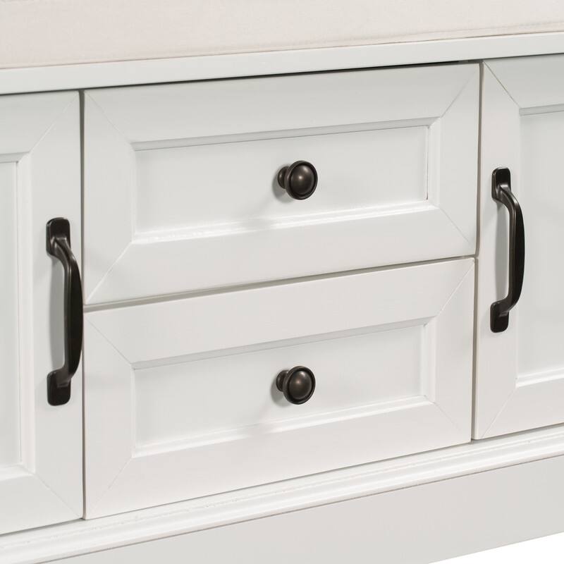 Storage Bench with 2 Drawers and 2 Cabinets