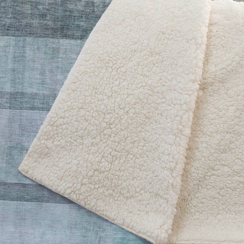 Premium Machine Washable Modern Ombre Sherpa Throw Blanket