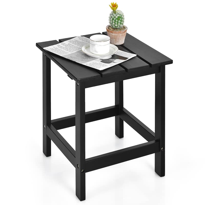 Costway Patio 15" End Side Coffee Table Square Wooden Slat Garden Deck - See details