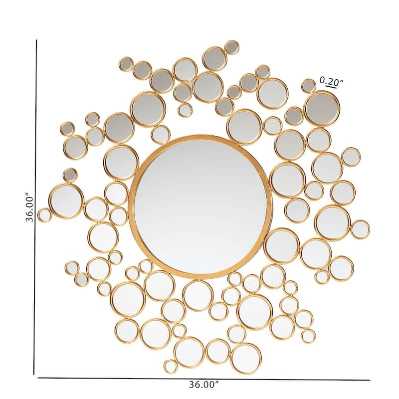 Castiel Modern Glam and Luxe Antique Goldleaf Metal Bubble Accent Wall Mirror - Antique goldleaf