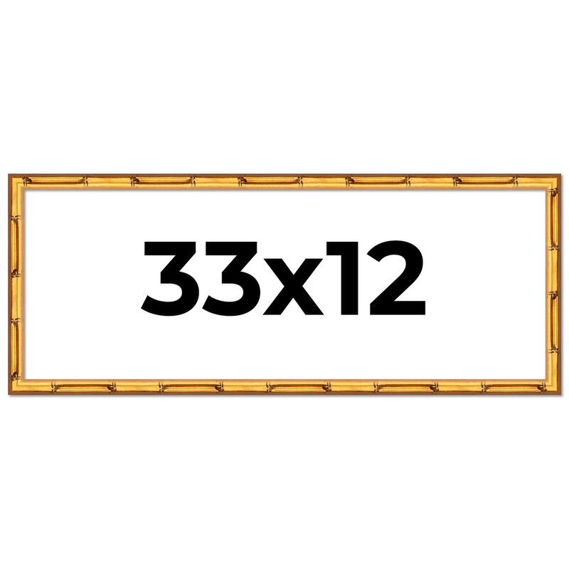 33x12 Frame Gold Bamboo Picture Frame Modern Photo Frame Includes UV Acrylic Shatter Guard Front Acid Free Foam Backing Board