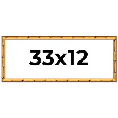33x12 Frame Gold Bamboo Solid Wood Picture Frame | 1 Inch Moulding
