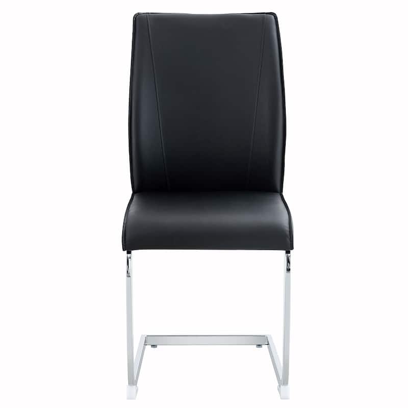 4PCS PU Dining Chairs With Silver Legs