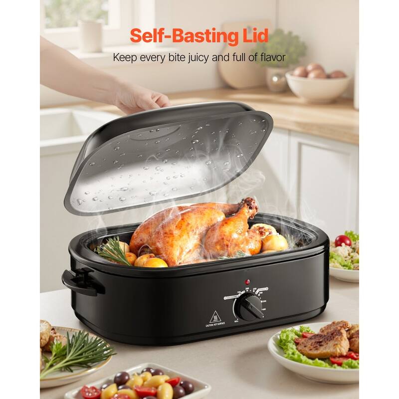 Black 18QT Electric Roaster Oven with Self-Basting Lid and Rack - 23.31 x 15.67 x 11.22 inch