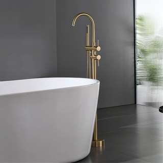 Brushed Gold Freestanding Bathtub Faucet Floor Mount Shower Bathroom fashion Tub Filler