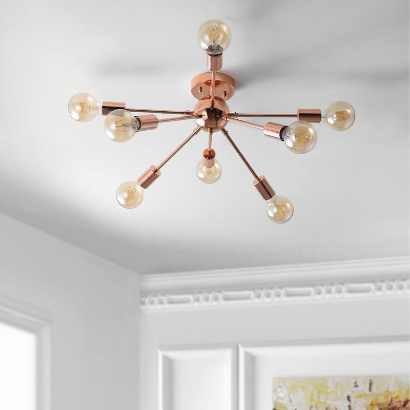 Rover 30.5" 8-Light Sputnik Metal LED Flush-Mount, Copper by JONATHAN Y