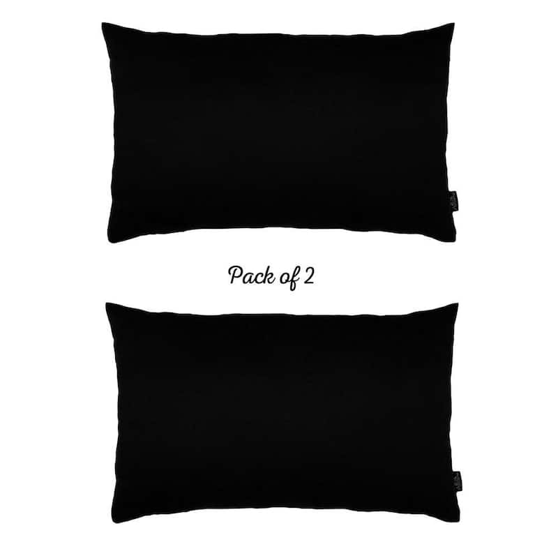 Set of 2 White Modern Lumbar Throw Pillows