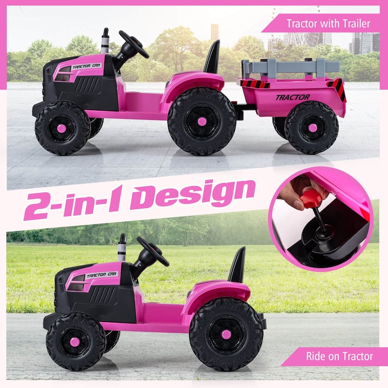 Costway 24V Ride On Tractor for Kids with Detachable Trailer Remote - See Details