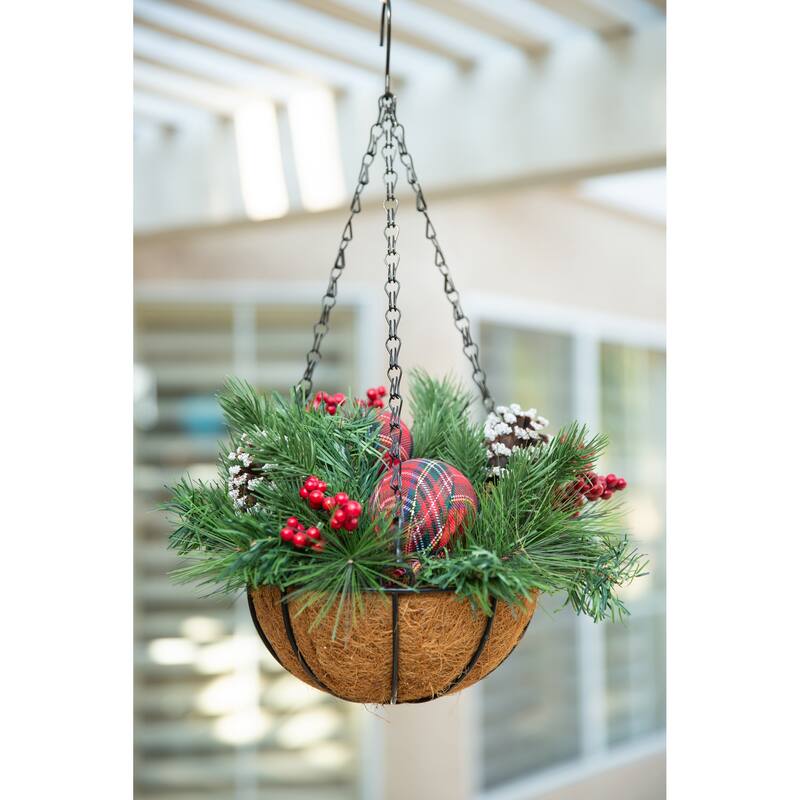 Artificial Christmas Plant w/ Hanging Basket