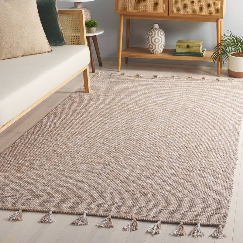 SAFAVIEH Hand-Woven Montauk Neacsa Casual Cotton Rug - 4' x 6' - Beige