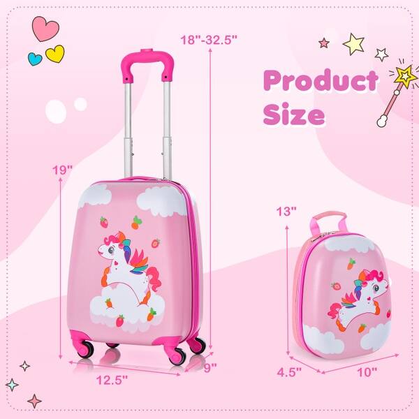 2 Pieces Kids Carry-on Luggage Set with 12 Inch Backpack