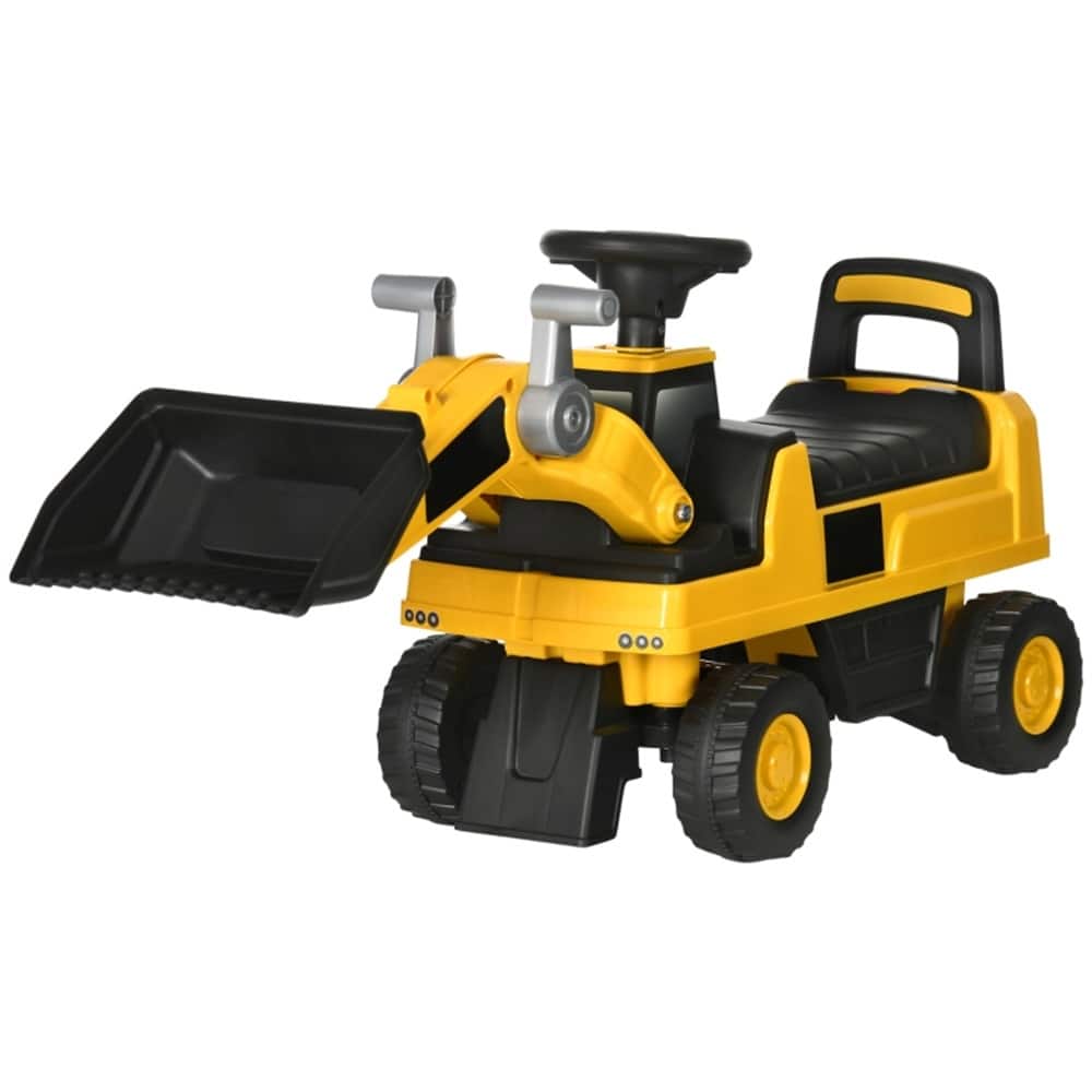 Kids Excavator Ride-On Car with Digging Bucket and Horn Anti-Roller Device and Smooth Tires - 30.7" L x 11.6" W x 21.3" H