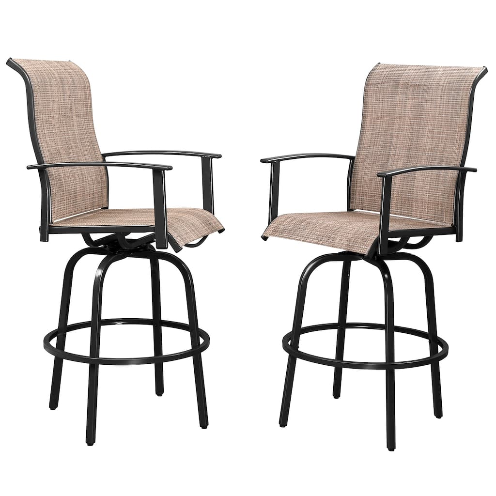 2 Pieces Wrought Iron Swivel Bar Chairs for Patio or Kitchen - 23.23" x 26.38" x 51.38"