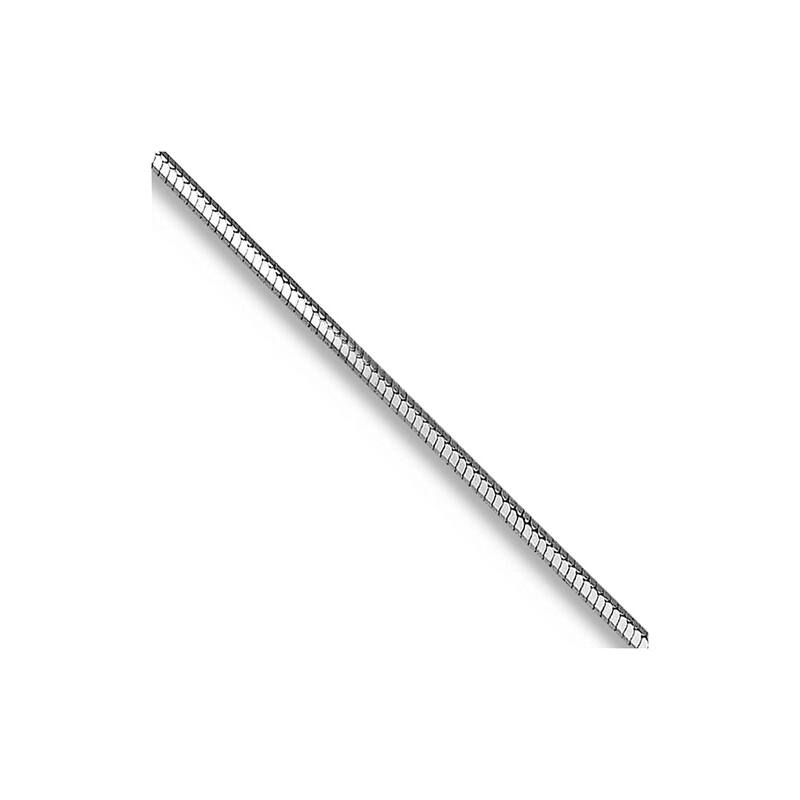 Curata 14k White Gold Solid 0.7mm Diamond Cut Octagonal Snake Chain (Lobster) Options 16 18 20 24