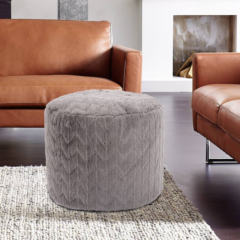 Allan Andrews Tall Pouf Angora Stone