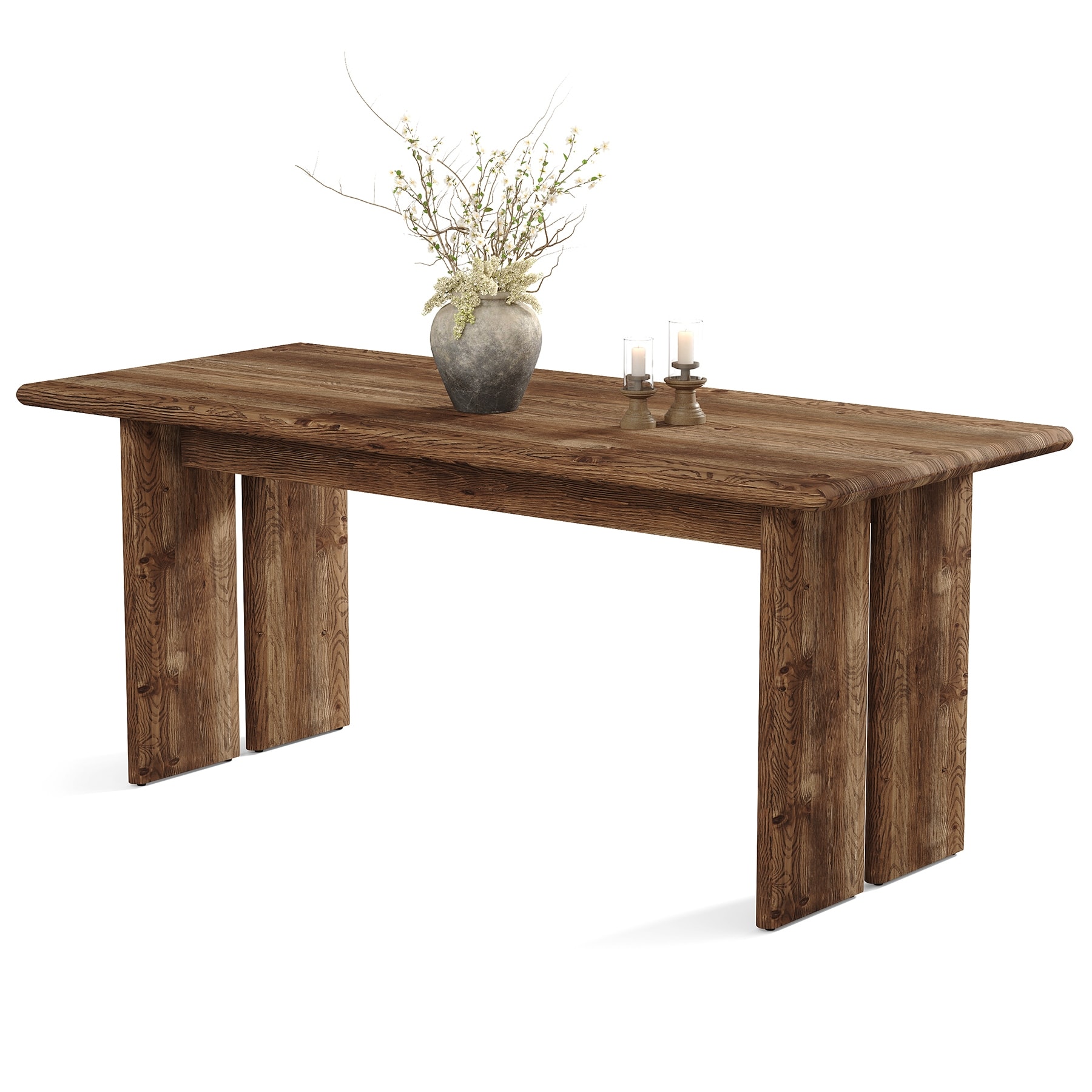 Solid Wood Dining Table for 4-6 People, 63-Inch Kitchen Table