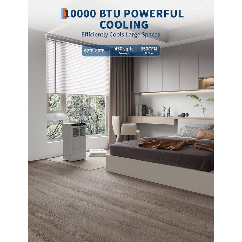 10,000 BTU Portable Air Conditioner, 3-in-1 Portable AC Unit with Fan & Dehumidifier Cools up to 450 Sq. Ft